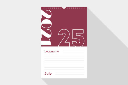 Monthly calendar template for July 2015 with long shadow. Vector illustration.のイラスト素材