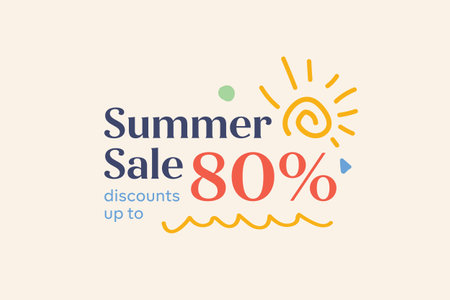 Special summer sale banner discount 80%, seasonal shopping promo advertisement , vector designのイラスト素材