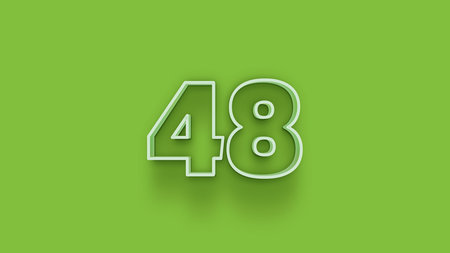 green 3d number 48 isolated on green background coupon 48 3d numbers rendering discount collection for your unique selling poster, banner ads, Christmas, Xmas sale and moreの写真素材