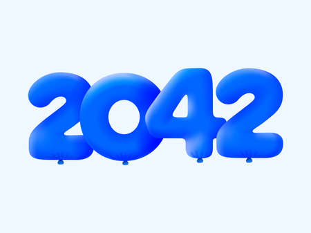Blue 3D number 2042 balloon realistic 3d helium blue balloons. Vector illustration design Party decoration,Birthday,Anniversary,Christmas,Xmas,New year,Holiday Sale,celebration,carnival,inflatableのイラスト素材