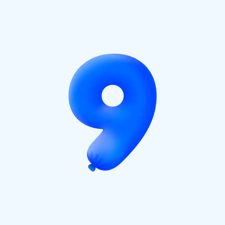 Blue 3D number 9 balloon realistic 3d helium blue balloons. Vector illustration design Party decoration, Birthday,Anniversary,Christmas, Xmas,New year,Holiday Sale,celebration,carnival,inflatableのイラスト素材