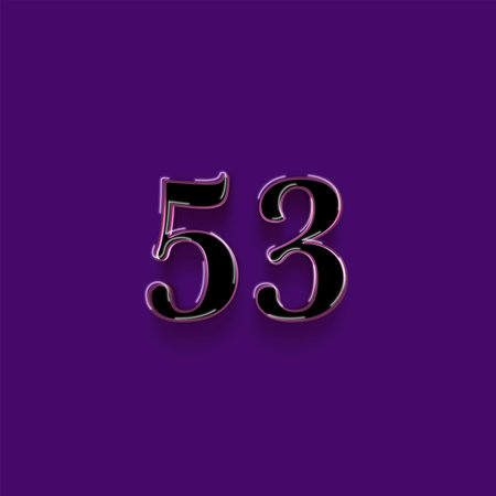 Metal number 55 with shadow isolated on purple background. 3d renderingの写真素材