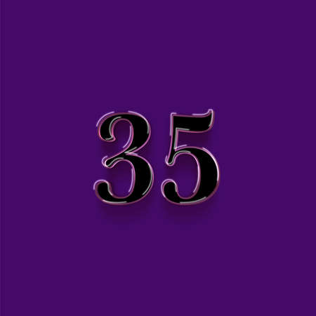 Metal number 35 on a purple background. 3d rendering, 3d illustration.の写真素材