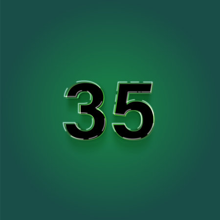 35 number on a green background with a shadow. Vector illustration.の写真素材