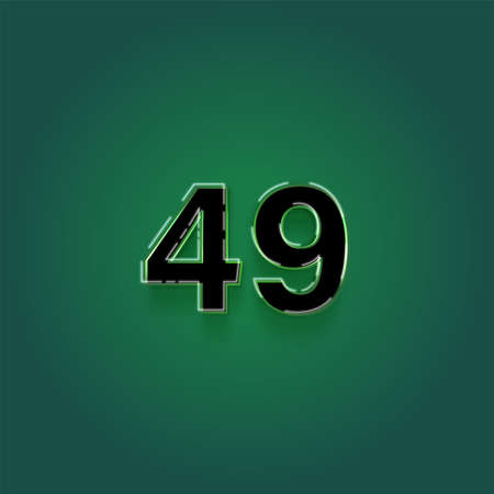 49 number on a green background with shadow. Vector illustration of numbersの写真素材