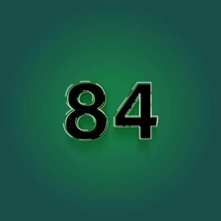 Realistic neon number 84 with shadow and green background, vector illustrationの写真素材