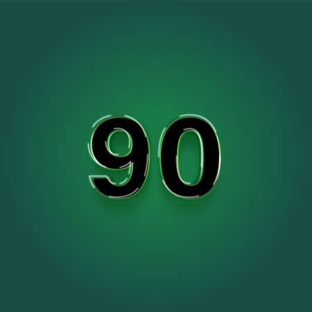 90 number on a green background with shadow. Vector illustration, eps10の写真素材