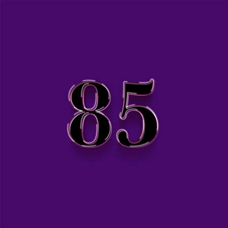 85 Years Anniversary Celebration White Number Vector Template Design Illustration on Purple Backgroundの写真素材