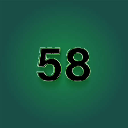 85 number with white outline and shadow isolated on green background, vector illustrationの写真素材