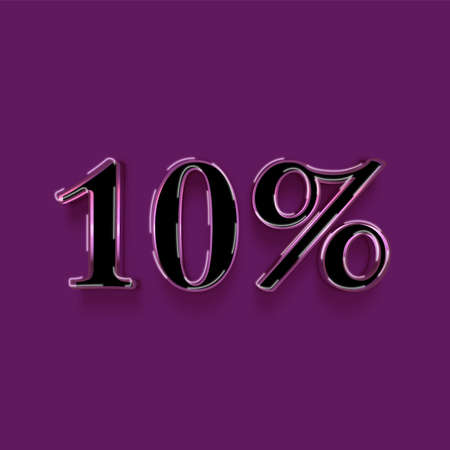 10 percent discount promotion sale banner. Black text on purple background.の写真素材