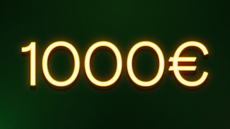 100 euro neon sign on dark green background. 3d rendering.