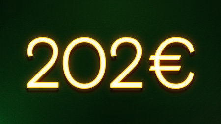 2022 neon sign on dark green background. 3D rendering.
