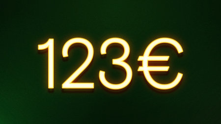 Neon sign 12 euro on a green background. 3d rendering