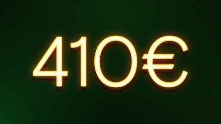 3d rendering of neon 40 euro sign on a green background.