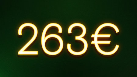 Neon euro sign on a dark green background. 3d rendering