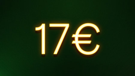 75 euro neon sign on a green background. 3d rendering.