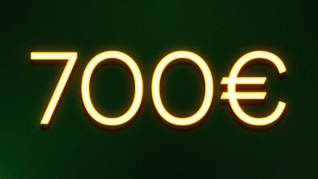 70 euro neon sign on a dark green background. 3d rendering