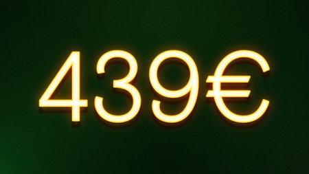 3d rendering of 40 euro sign in neon style on dark background
