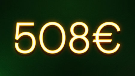 Illustration of a glowing 50 euro sign on a dark green background
