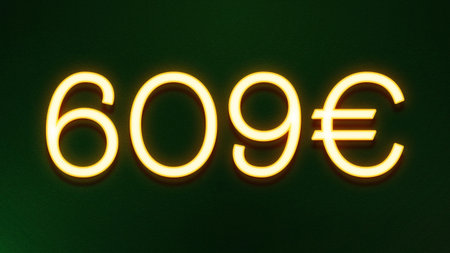 60 euro neon sign on a dark green background. 3d rendering