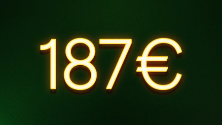 Neon sign of euro on a green background. High quality photo