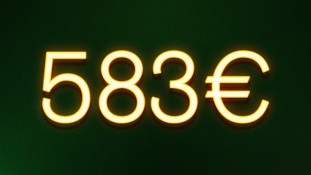 Neon glowing 50 euro sign on dark green background. 3d renderingの写真素材