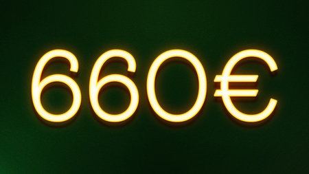 60 euro sign in neon light on dark green background 3d rendering