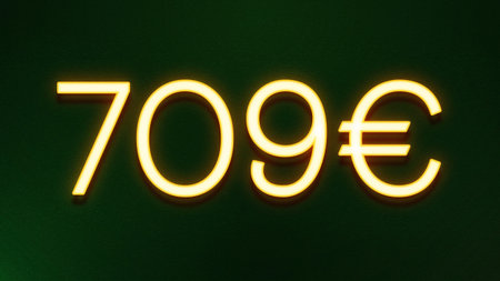 Illustration of a glowing yellow 70 euro sign on a dark background