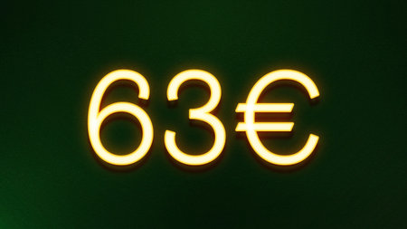 60 euro sign in yellow neon light on black background. 3d rendering