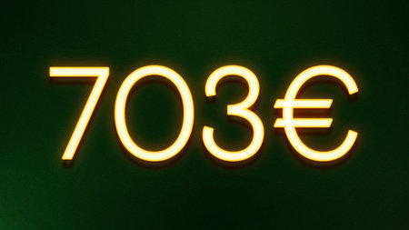 70 euro neon sign on a dark green background. 3d rendering