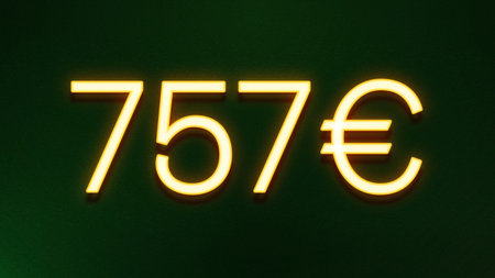 75 euro neon sign on a dark green background. 3d rendering