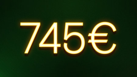 Yellow neon number 745 on dark green background. Vector illustration.