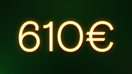 Neon sign with the word '60 Euro' on a dark green background