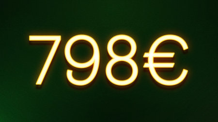 70 euro neon sign on dark green background. 3d rendering.