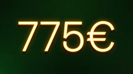 75 euro sign on a green background. 3d render illustration.