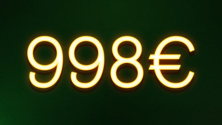 Glowing yellow neon sign with the inscription 99 euro on a dark backgroundの写真素材