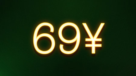 60 yen sign in neon light on dark background. 3d rendering