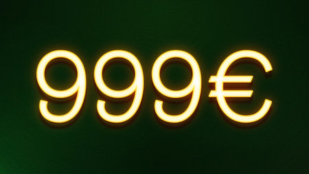Glowing neon sign with the word 99 euro on a green background
