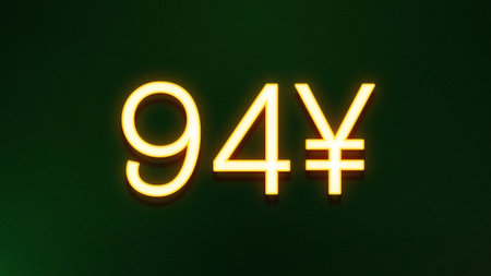 Yellow neon sign with the inscription 99 yen on a dark background.