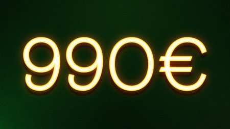90 euro neon sign on dark green background. 3d rendering.