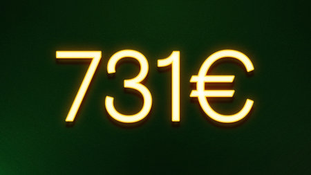 3d rendering of yellow neon number 73 on dark green background.