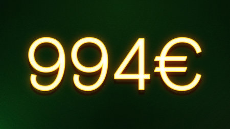 99 euro neon sign on dark green background 3d rendering illustration.
