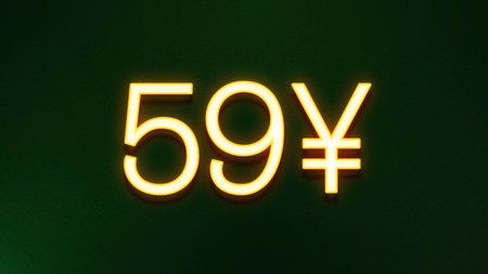 50 yen neon sign on a dark background. 3d rendering.