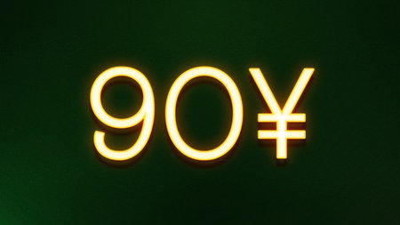 Illustration of a neon sign with the word '90 yen'