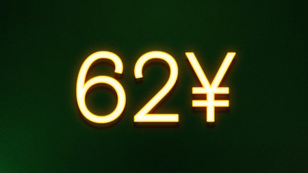 Illustration of a neon sign indicating the number sixty-two.