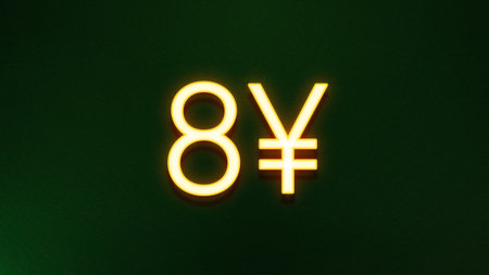 Currency symbol in neon light on the wall. High quality photo