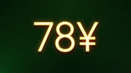 Illustration of a yellow neon 70 yen sign on a green background
