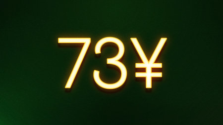 3D rendering of a yellow neon 70 yen sign on a green background