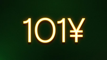 10 yen neon sign on a green background. 3d rendering.