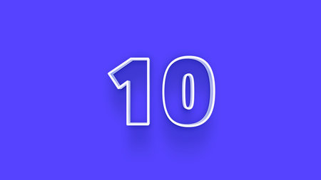10 Years Anniversary Celebration White Number 3D Render Illustration Design.